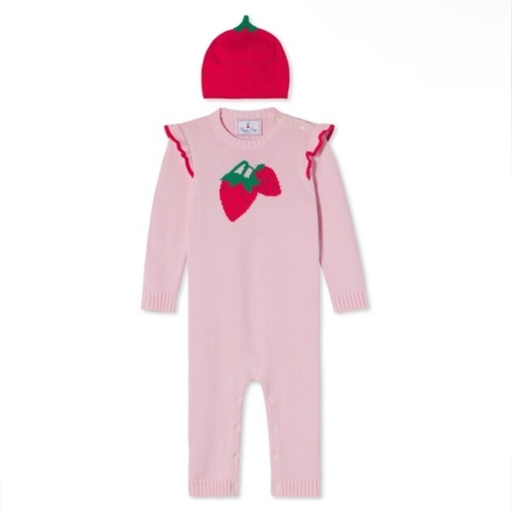 New CLASSIC PREP
Callie Strawberry Intarsia
Sweater Romper Set, Lilly's Pink